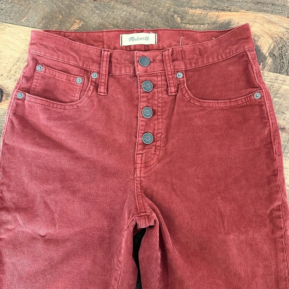 Madewell Cali demi boot Corduroy Flare Button Fly Jeans Rust Red Women's Size 26
